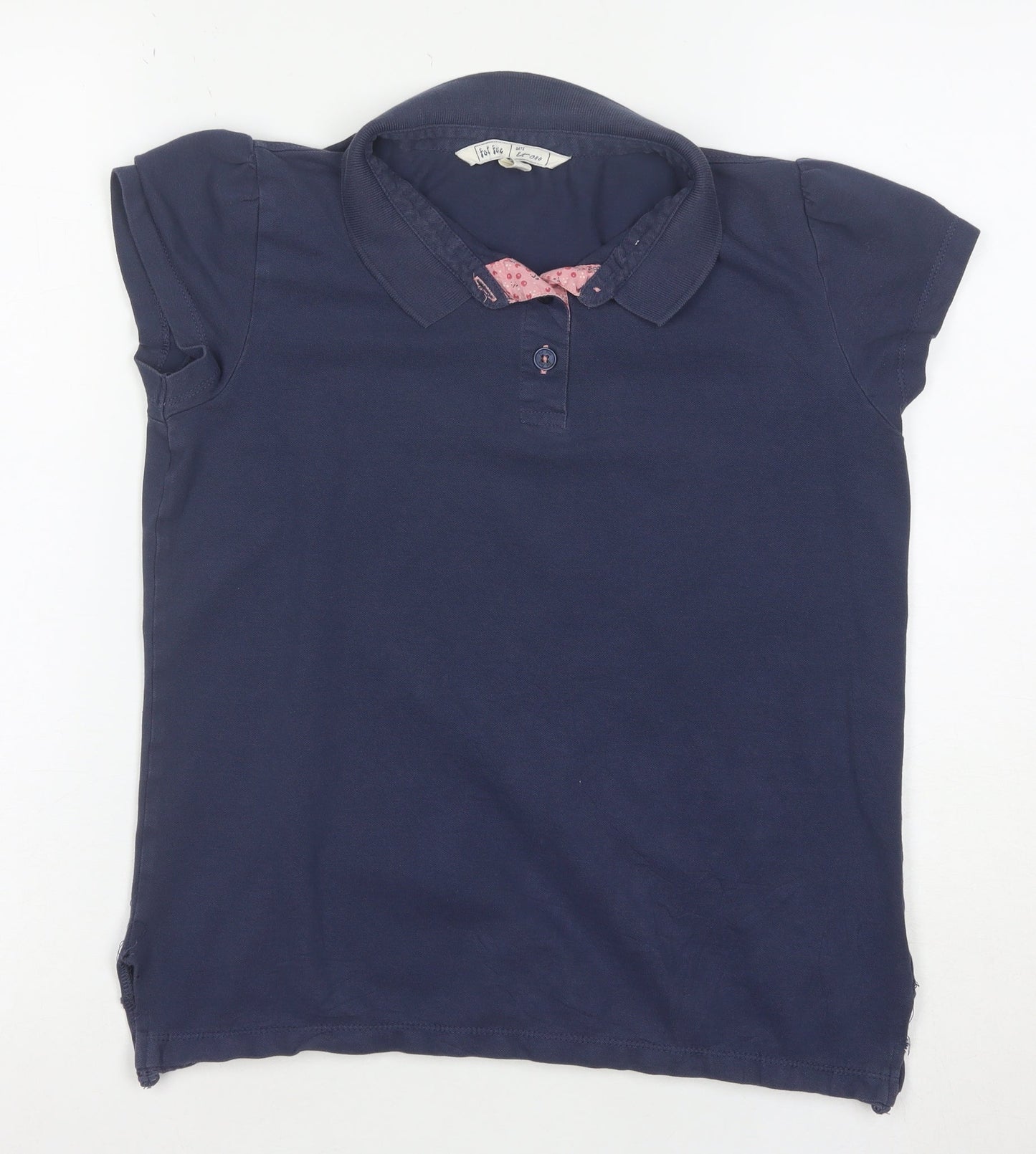 Fat Face Girls Blue Collared Polo Shirt 12-13 Years Cotton Short Sleeve