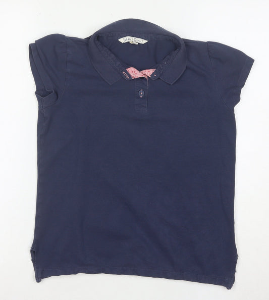 Fat Face Girls Blue Collared Polo Shirt 12-13 Years Cotton Short Sleeve