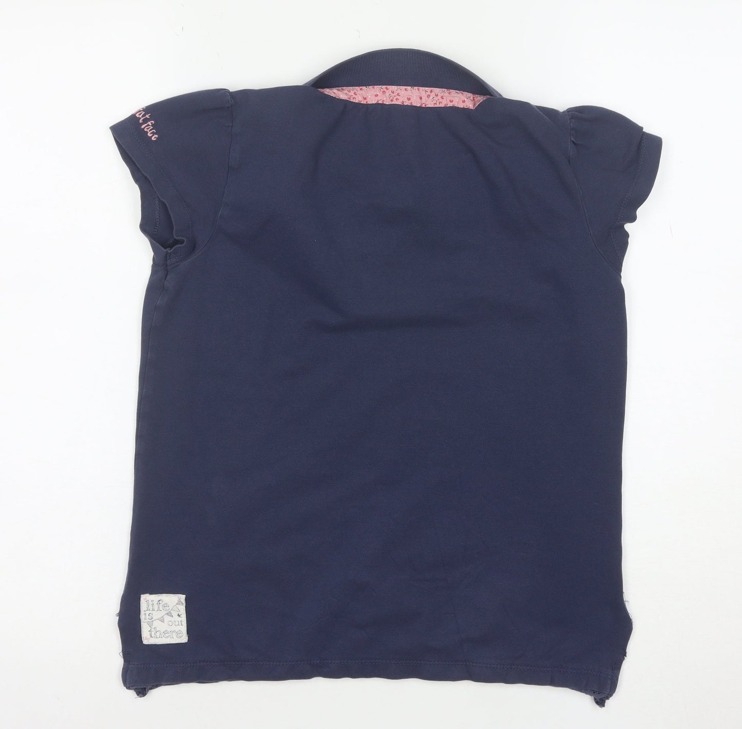 Fat Face Girls Blue Collared Polo Shirt 12-13 Years Cotton Short Sleeve