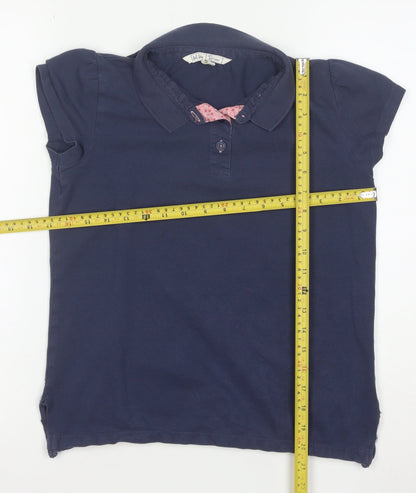 Fat Face Girls Blue Collared Polo Shirt 12-13 Years Cotton Short Sleeve