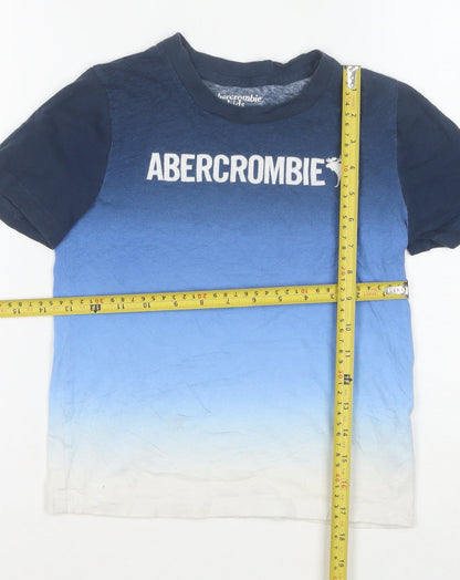Abercrombie Kids Boys Blue Ombre Logo Short Sleeve Cotton T-Shirt 7-8 Years