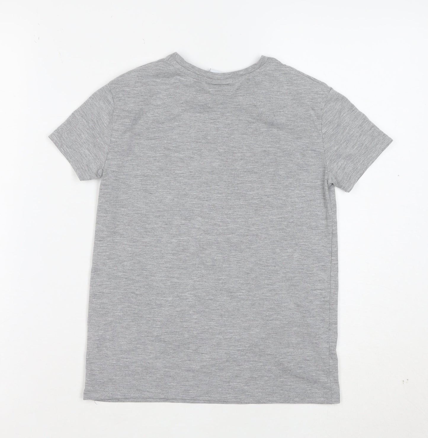 TU Girls Grey Mickey Mouse Rainbow T-Shirt 8 Years Short Sleeve Cotton Blend