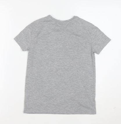 TU Girls Grey Mickey Mouse Rainbow T-Shirt 8 Years Short Sleeve Cotton Blend