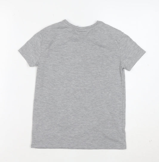 TU Girls Grey Mickey Mouse Rainbow T-Shirt 8 Years Short Sleeve Cotton Blend