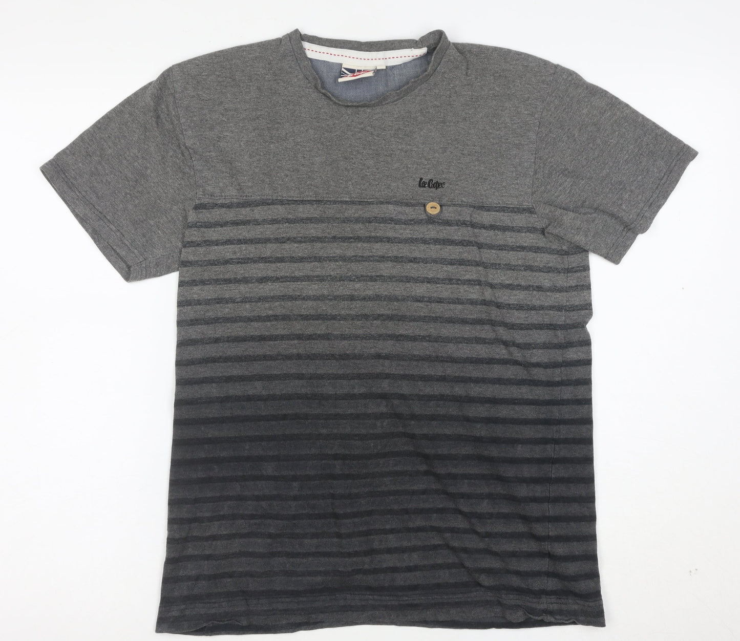 Lee Cooper Men's Grey Striped Crew Neck Short Sleeve T-Shirt Size S