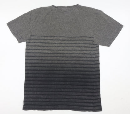 Lee Cooper Men's Grey Striped Crew Neck Short Sleeve T-Shirt Size S