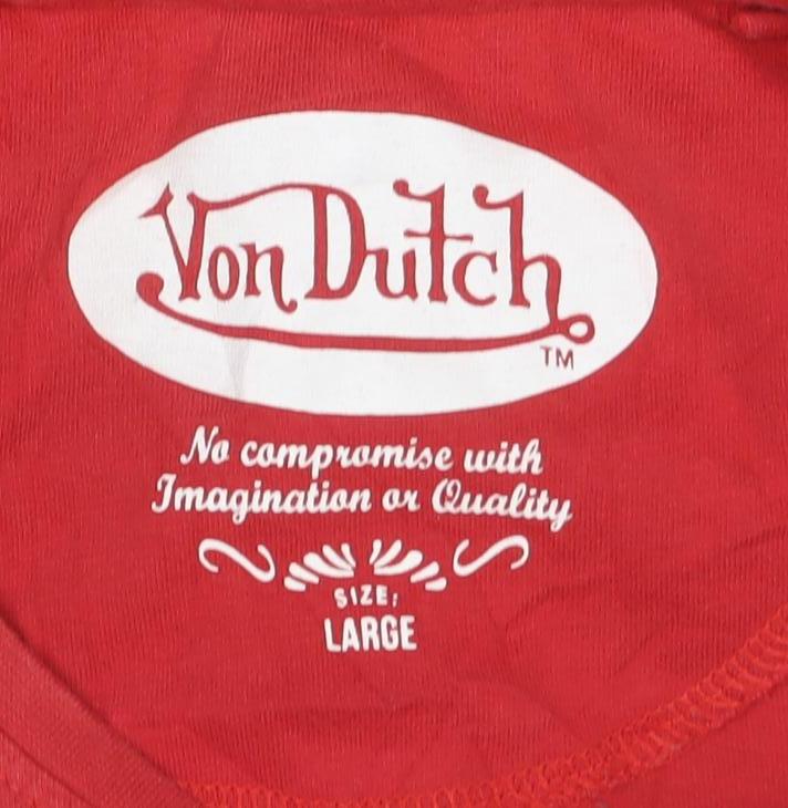 Von Dutch Mens Red Logo Graphic Short Sleeve T-Shirt Size L