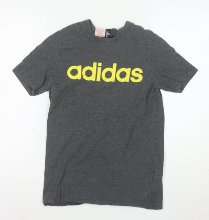adidas Boys Grey 13-14 Years Short Sleeve Logo T-Shirt