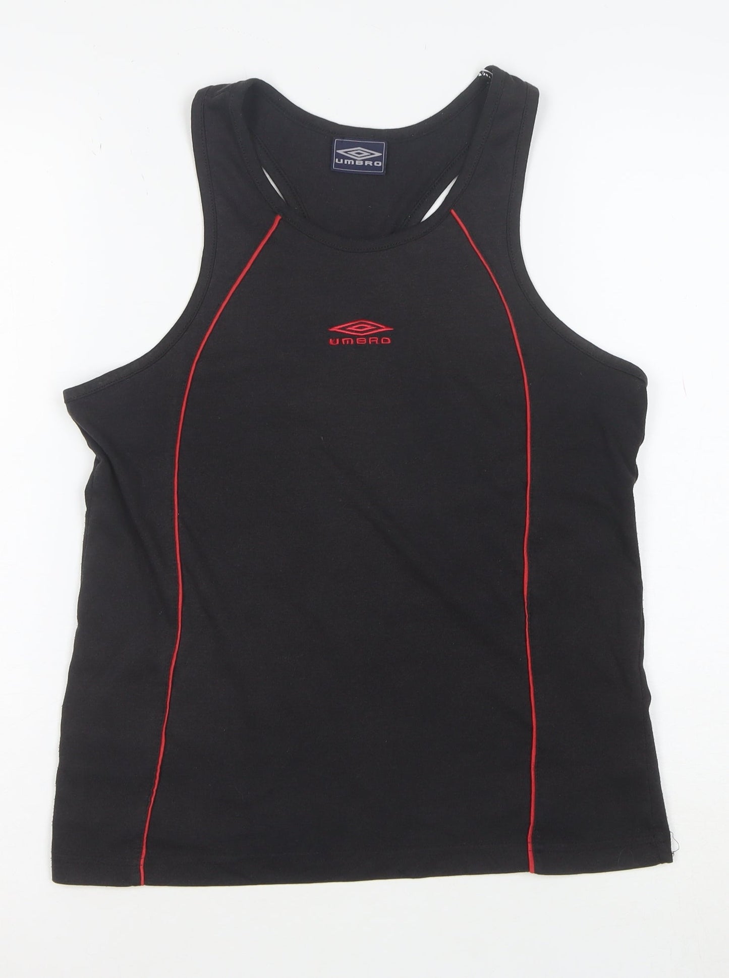 Umbro Men’s Black Sleeveless Sports T-Shirt Size S Cotton Stretch