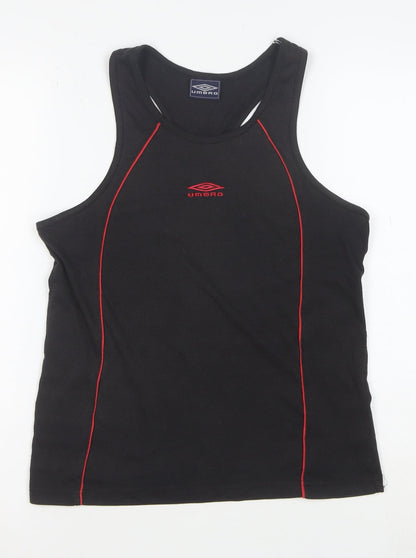 Umbro Men’s Black Sleeveless Sports T-Shirt Size S Cotton Stretch