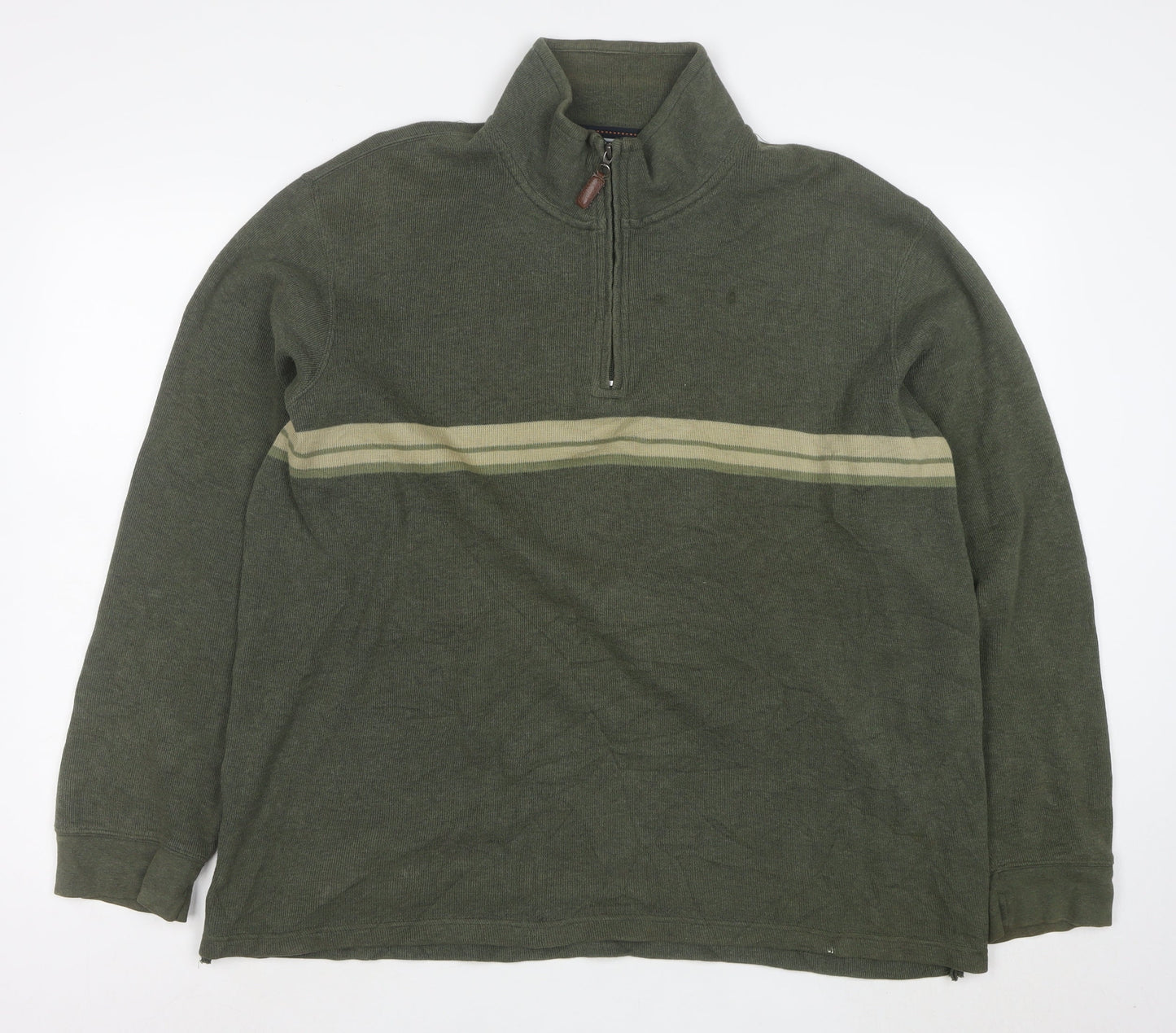 Denver Hayes Men’s Green XL 1/4 Zip Cotton Knit Sweatshirt