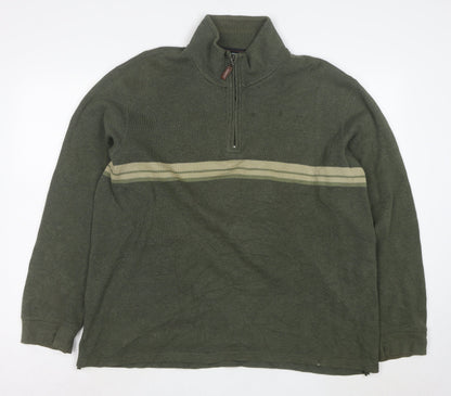 Denver Hayes Men’s Green XL 1/4 Zip Cotton Knit Sweatshirt