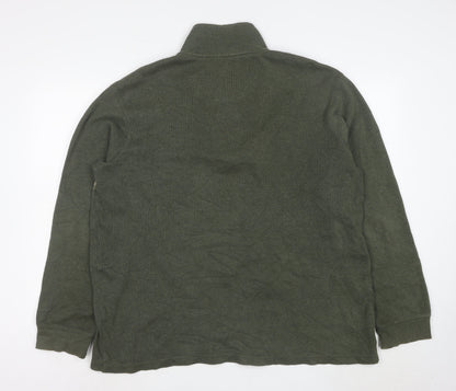 Denver Hayes Men’s Green XL 1/4 Zip Cotton Knit Sweatshirt