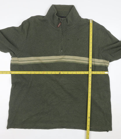Denver Hayes Men’s Green XL 1/4 Zip Cotton Knit Sweatshirt
