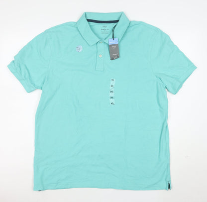 Marks and Spencer Men's Blue XL Regular Fit Cotton Polo Shirt