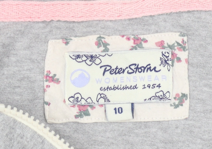 Peter Storm Womens Grey Full Zip Hoodie Size 10 Cotton Blend
