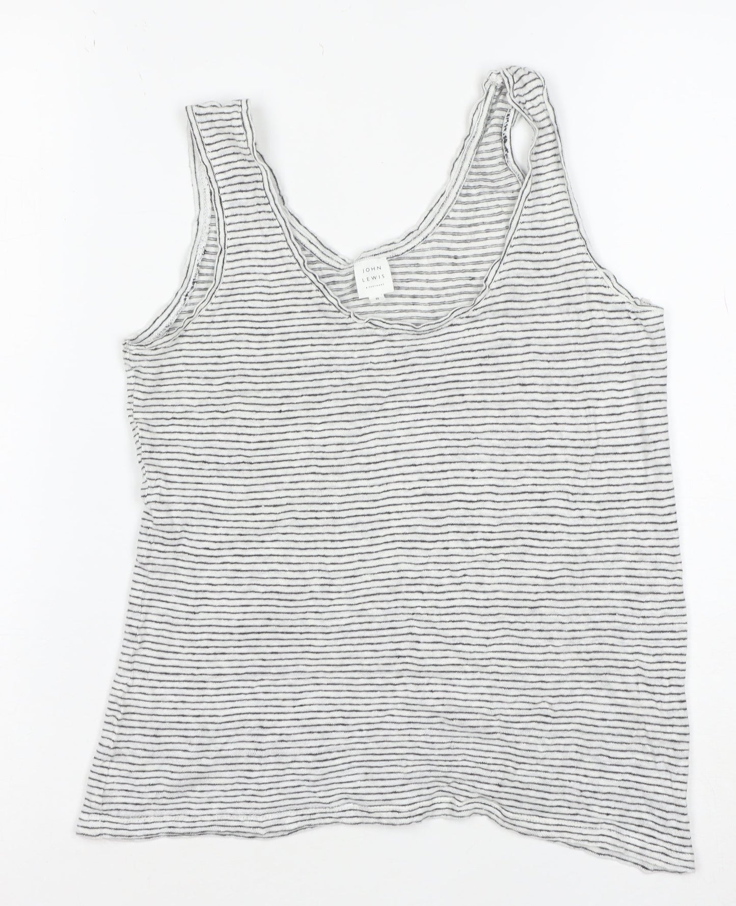 John Lewis Women’s White Striped Linen Tank Top Size 8 Camisole