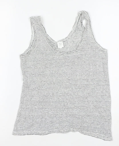 John Lewis Women’s White Striped Linen Tank Top Size 8 Camisole