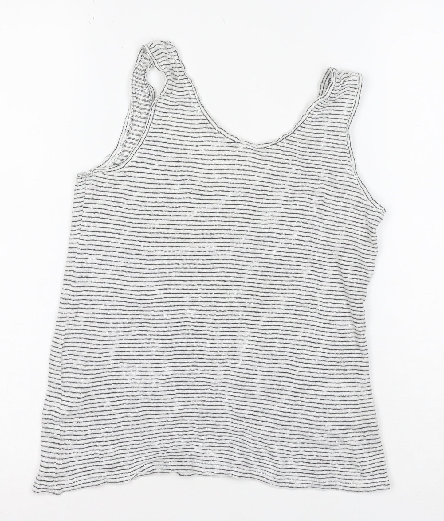 John Lewis Women’s White Striped Linen Tank Top Size 8 Camisole