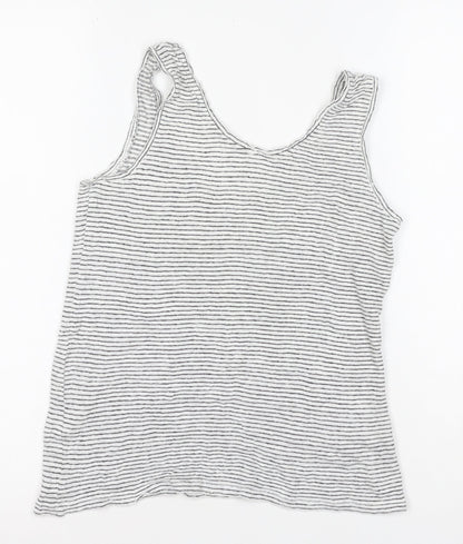 John Lewis Women’s White Striped Linen Tank Top Size 8 Camisole