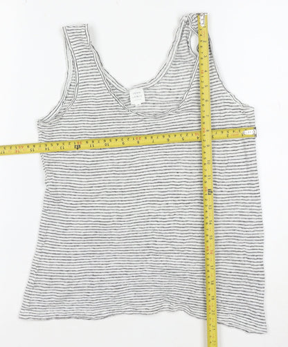 John Lewis Women’s White Striped Linen Tank Top Size 8 Camisole