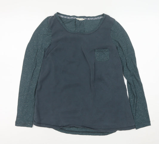 Fat Face Women's Blue Long Sleeve Blouse Size 14 Viscose Cotton Mix