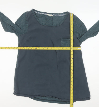 Fat Face Women's Blue Long Sleeve Blouse Size 14 Viscose Cotton Mix