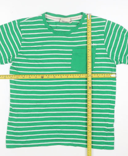 Lee Cooper Girls Green White Striped T-Shirt Age 11-12 Years 100% Cotton