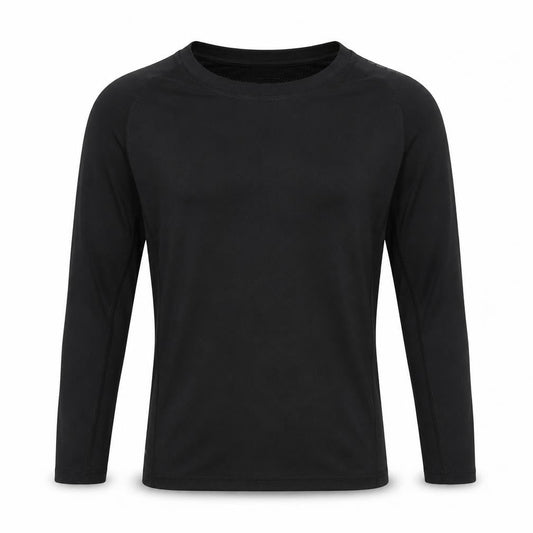 Front view of adidas boys’ black 11-12 years techfit long sleeve training top