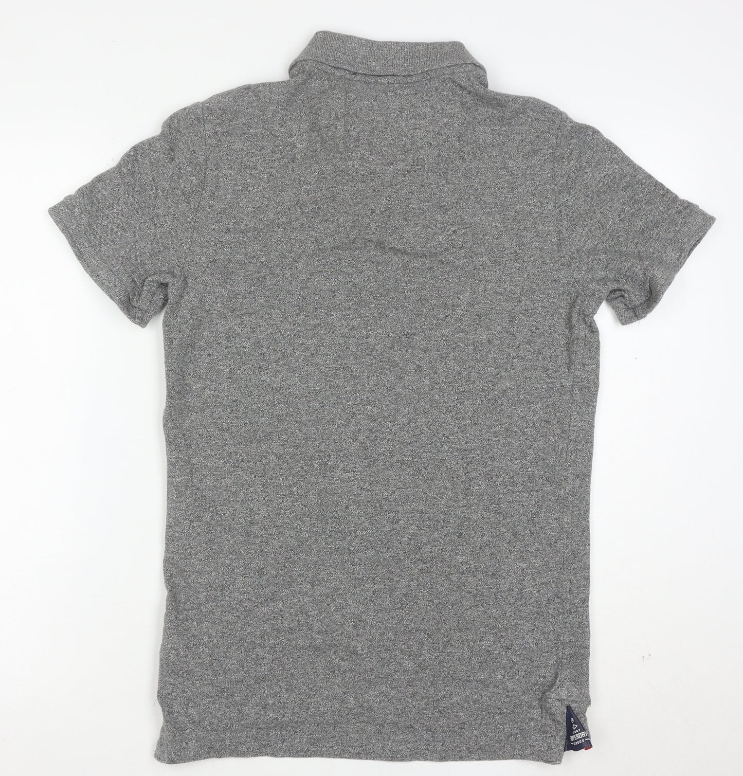 Superdry Men's Grey Cotton Short Sleeve Polo Shirt Medium