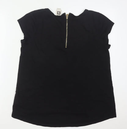 Anne Klein Women’s Black Striped Zip Back Tunic Blouse Size L