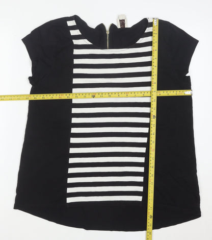 Anne Klein Women’s Black Striped Zip Back Tunic Blouse Size L