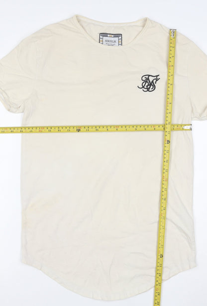 SikSilk Men's Beige Slim Fit Crew Neck Short Sleeve T-Shirt Size M