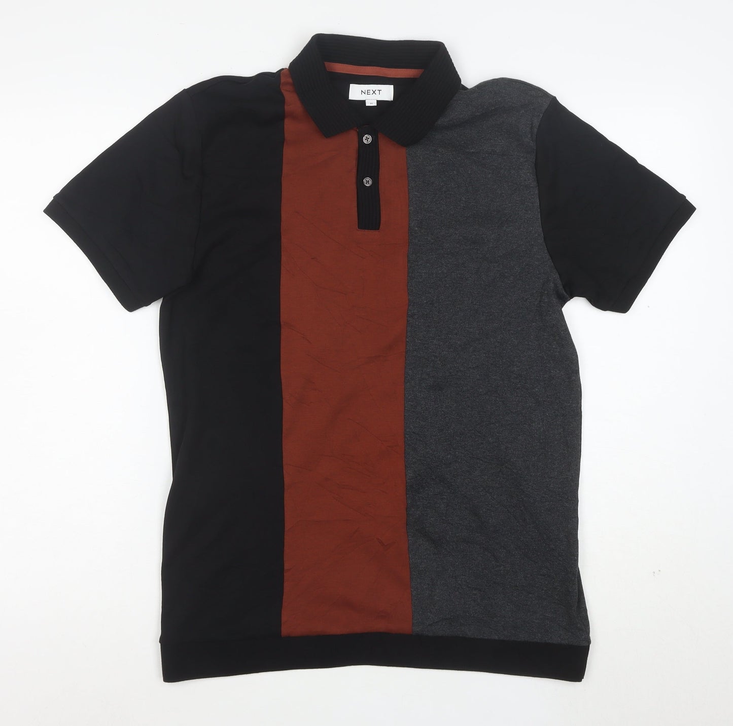 Next Men's Multicoloured Cotton Colourblock Short Sleeve Polo M