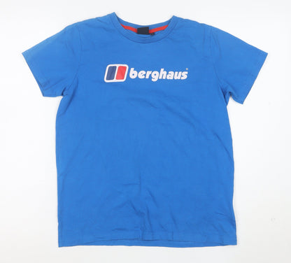 Berghaus Boys Blue 13 Years Logo Cotton Short Sleeve T-Shirt