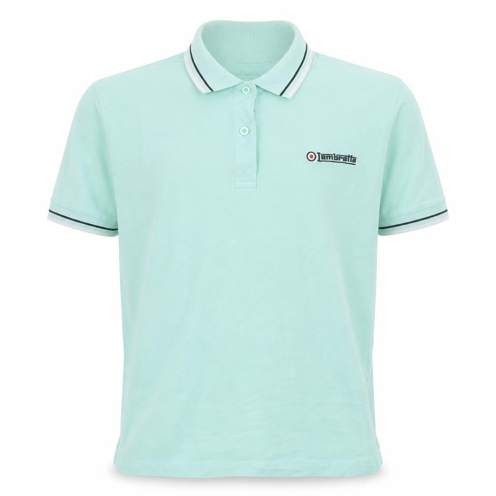 Front view of Lambretta boys’ green 14 years polo shirt cotton short sleeve casual top