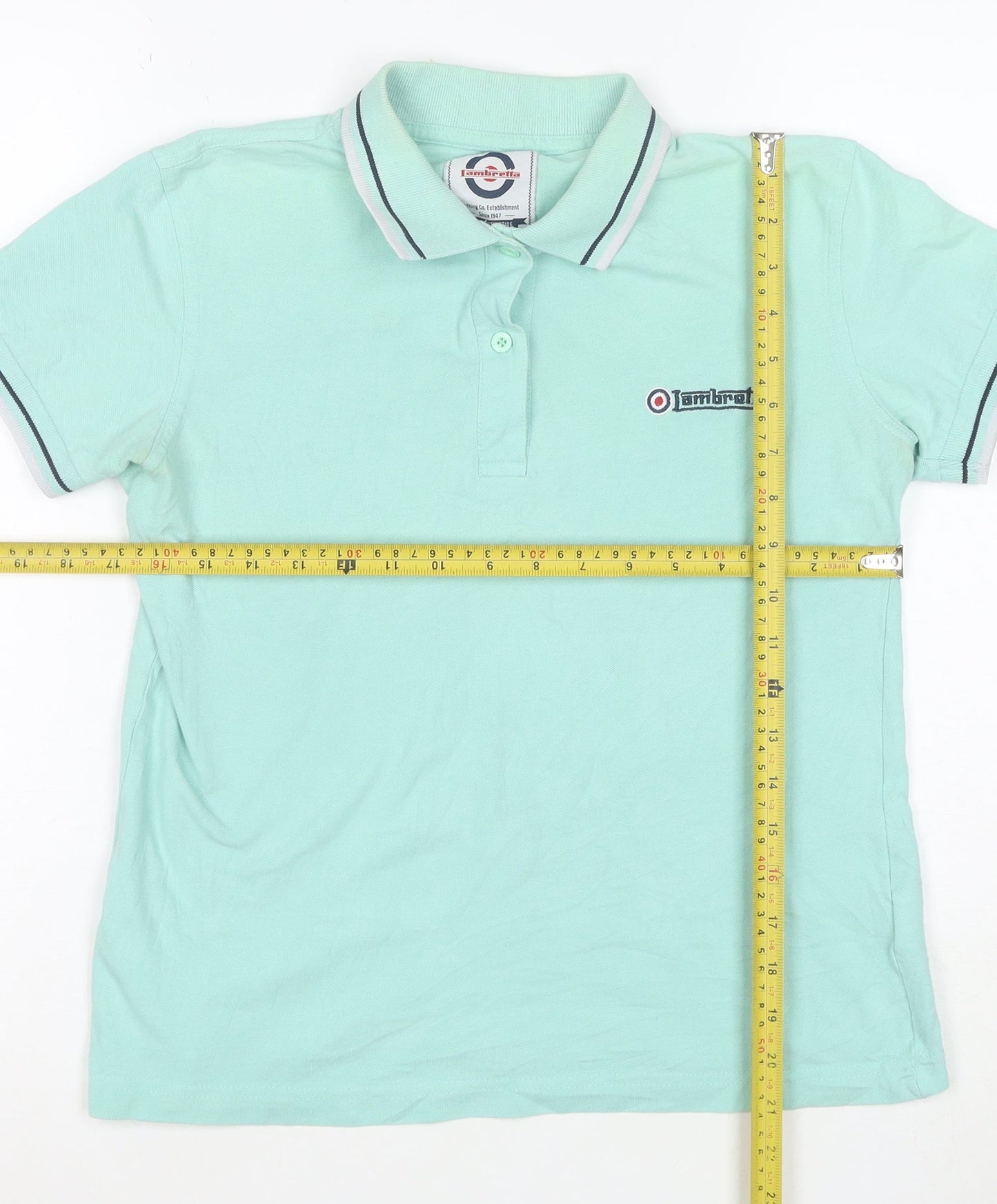 Lambretta Boys Green 14 Years Polo Shirt Cotton Short Sleeve Casual Top
