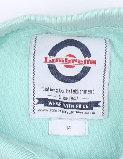 Lambretta Boys Green 14 Years Polo Shirt Cotton Short Sleeve Casual Top