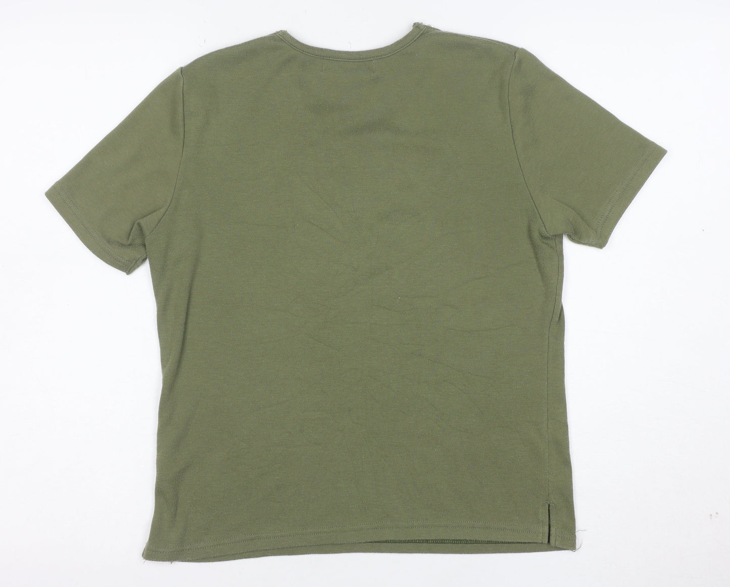 Joella Di Marco Women's Green Beaded V-Neck Short Sleeve T-Shirt size M