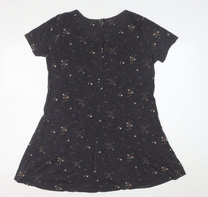 Fat Face Womens Blue Floral Short Sleeve A-Line Dress Size 10