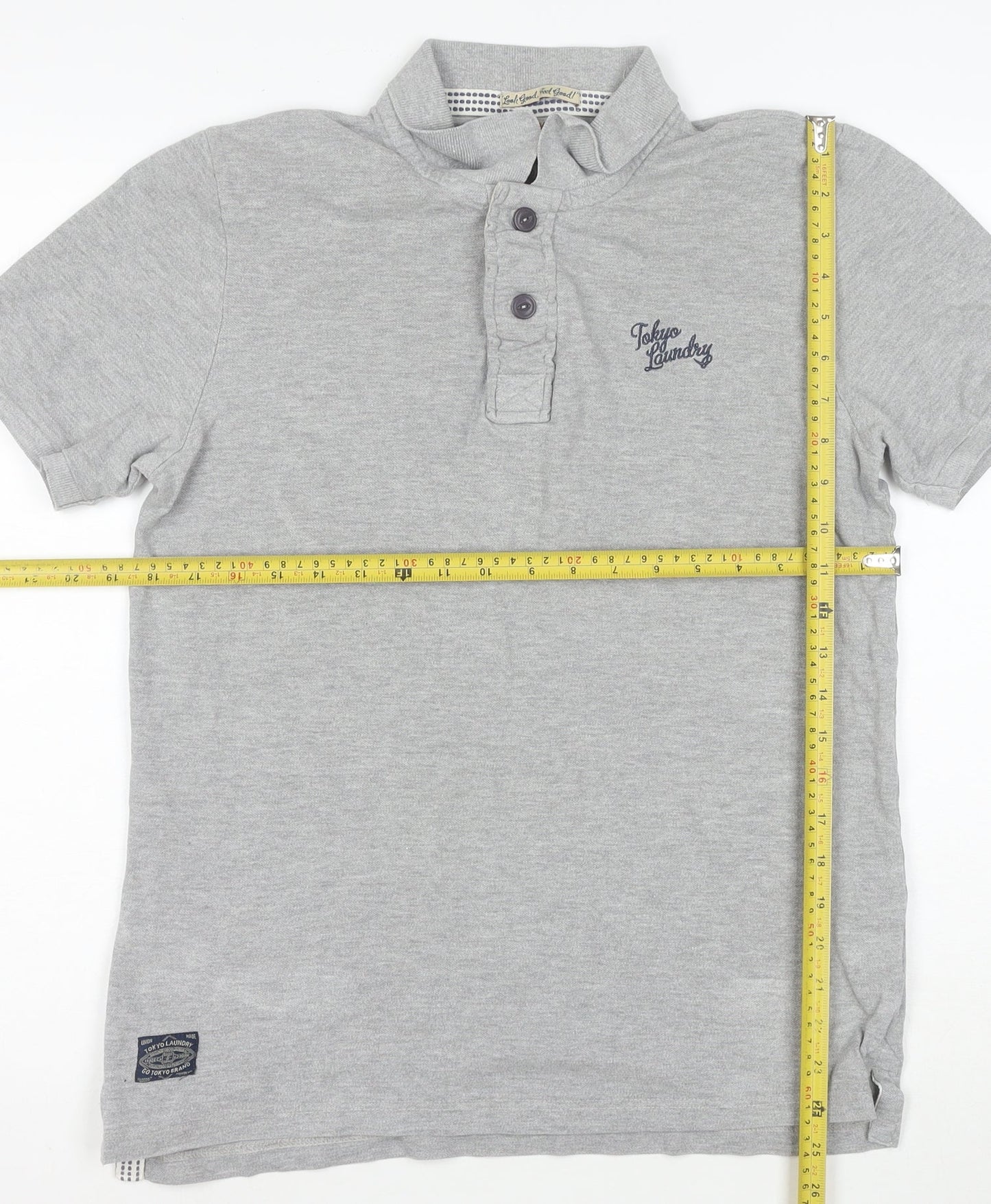 Tokyo Laundry Men's Grey Regular Fit Short Sleeve Polo Shirt L