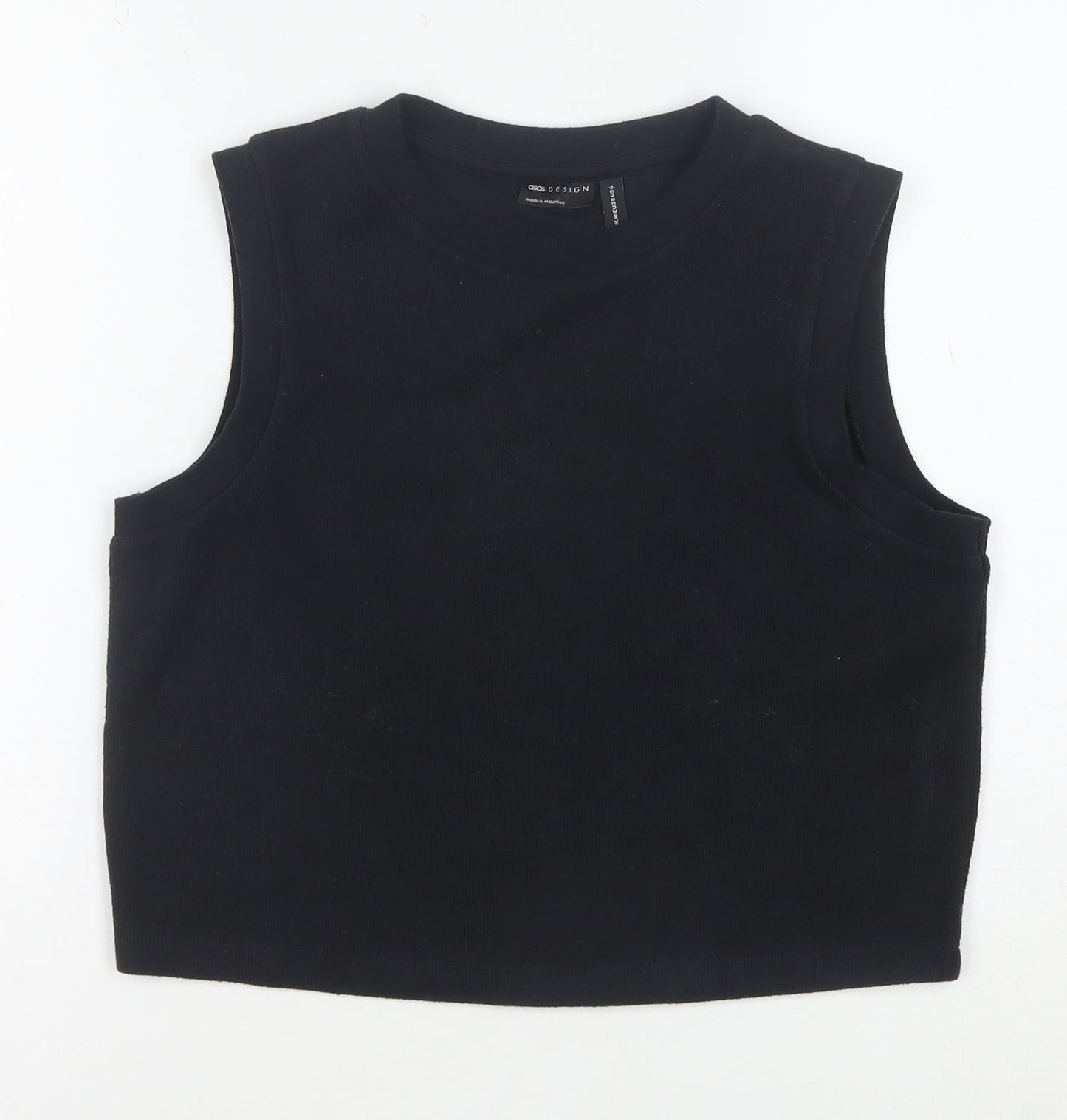 ASOS DESIGN Women's Black Cropped Sleeveless Tank Top Size 10
