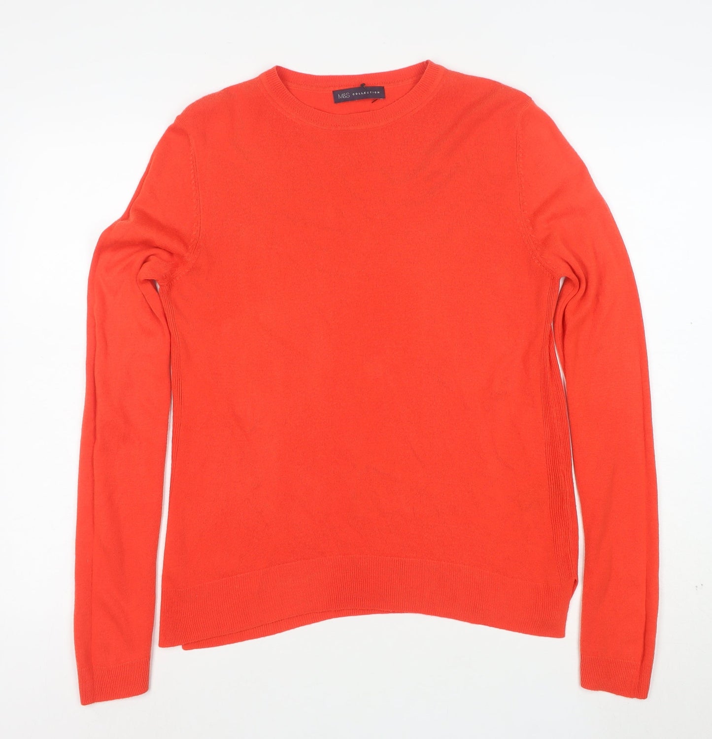 Marks and Spencer Women's Red Crew Neck Acrylic Jumper Size 12