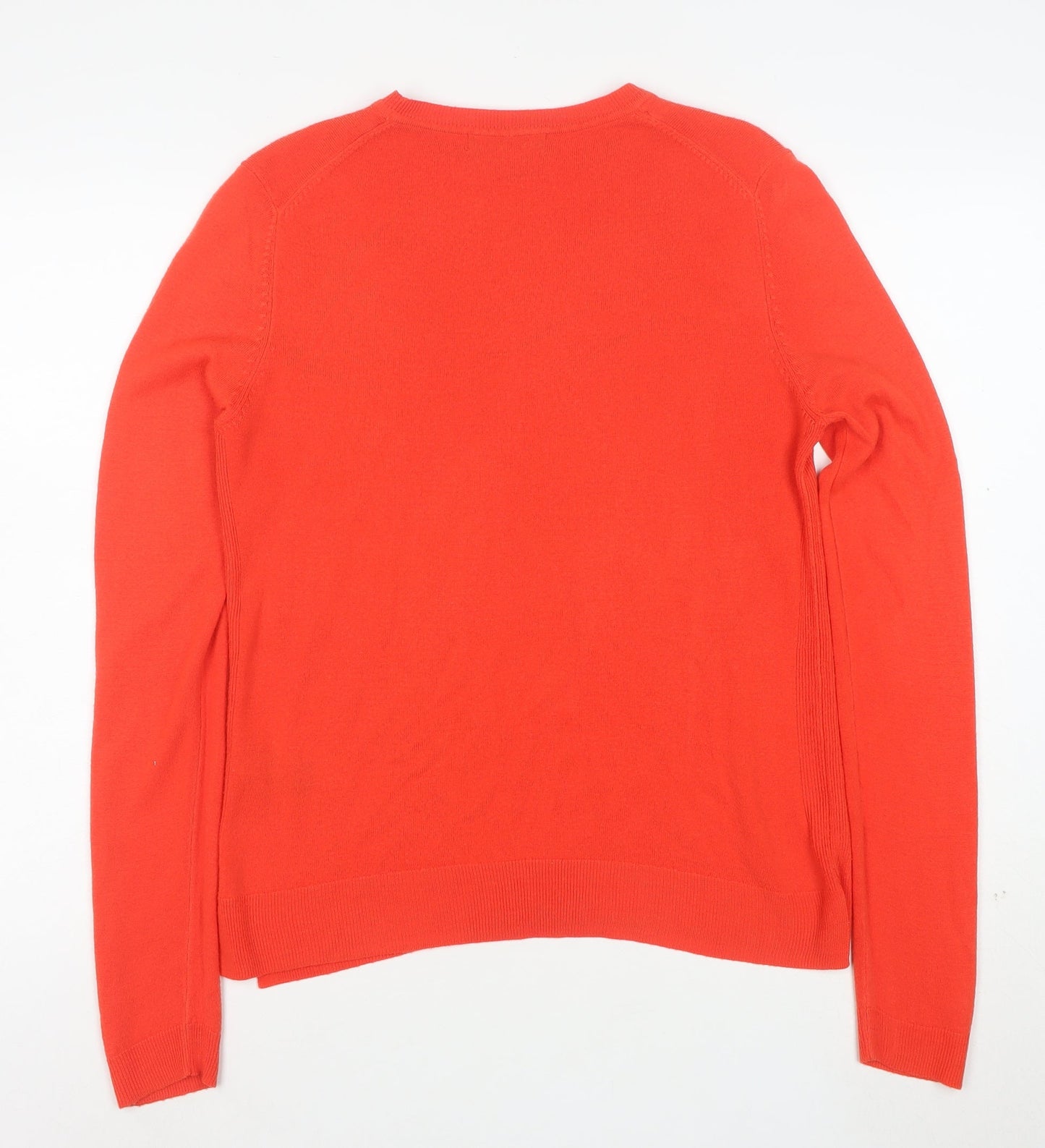 Marks and Spencer Women's Red Crew Neck Acrylic Jumper Size 12