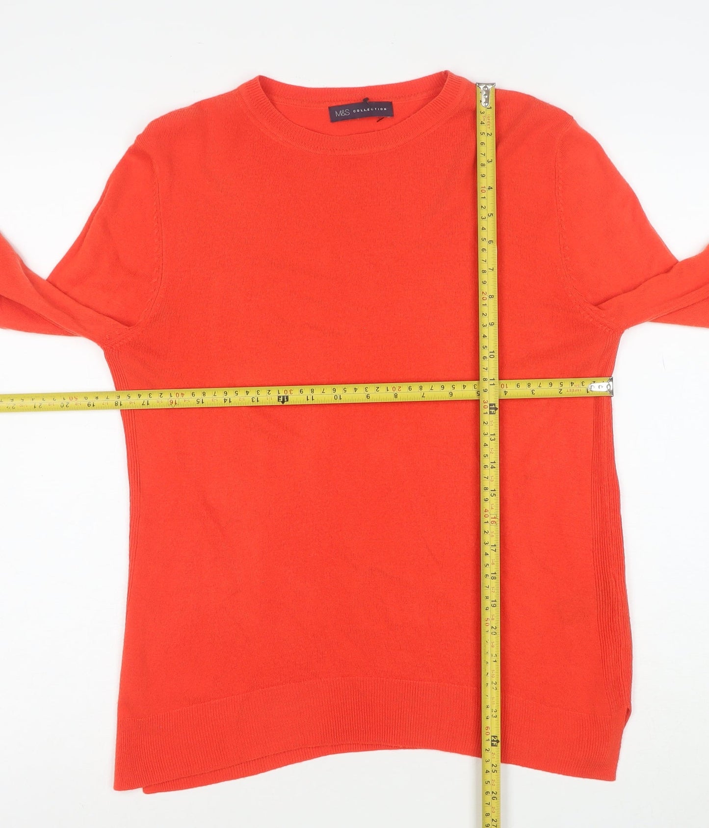Marks and Spencer Women's Red Crew Neck Acrylic Jumper Size 12