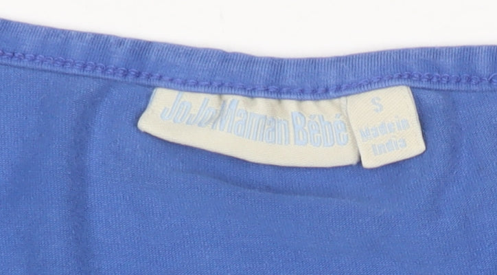 JoJo Maman Bébé Women's Blue Striped Cotton T-Shirt Size S