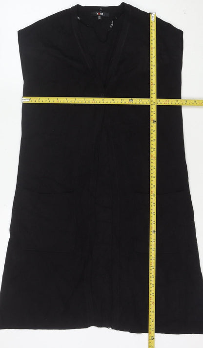 Yest Womens Black V-Neck Sleeveless Long Cardigan Size 8