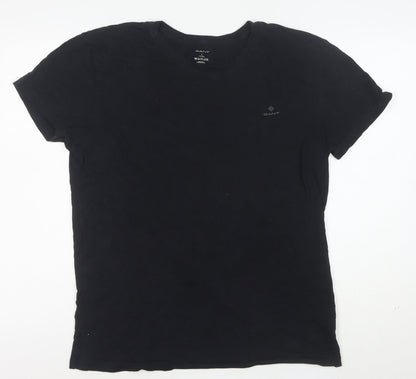 GANT Men's Black Cotton Crew Neck Short Sleeve T-Shirt Size L