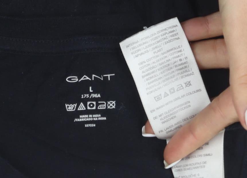 GANT Men's Black Cotton Crew Neck Short Sleeve T-Shirt Size L