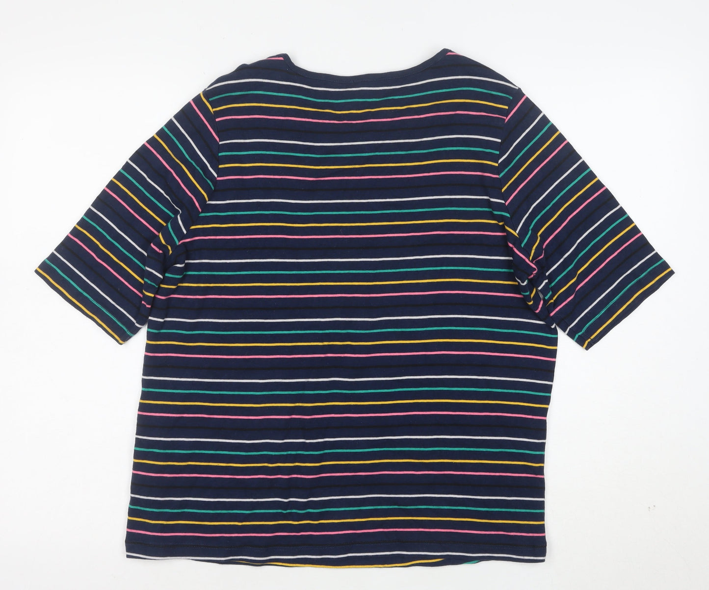 Esprit Women Blue Striped Cotton 3/4 Sleeve Scoop T-Shirt Size 18